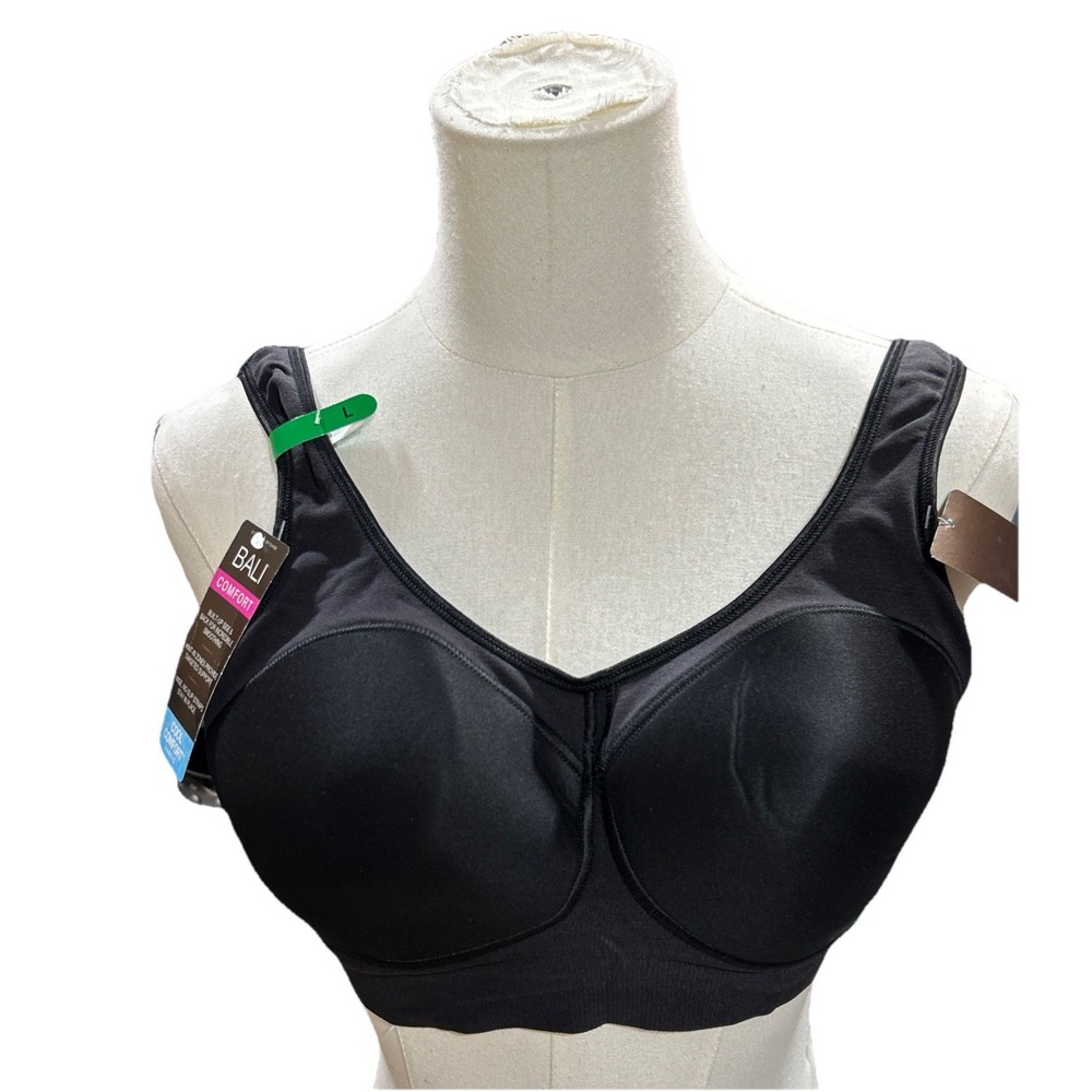 Bali Cool Comfort Womens Bra Size Large Black Wireless Pullover DF3488